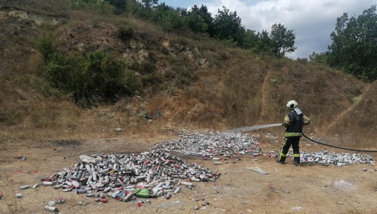 İzmit’te Ormanlık Alana Bırakılan Basınçlı Sprey Kutuları Temizlendi
