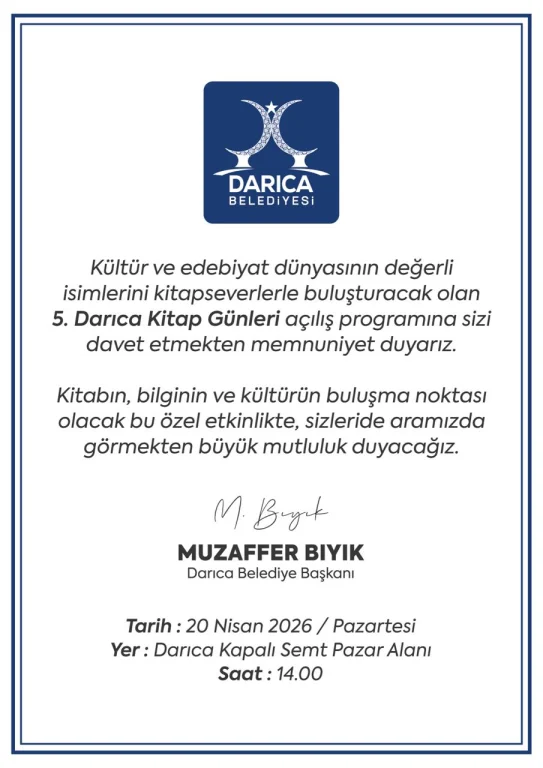 5. Darıca Kitap Günleri 20 Nisan’da başlıyor