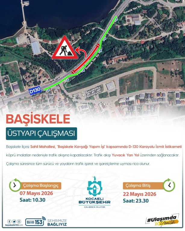 D-130 İzmit yönü 22 Mayıs’a kadar kapalı!